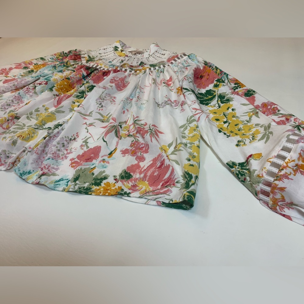 Ciebon Patchwork Dreams Blouse size small puffed long sleeves oversized (S) - Picture 11 of 16